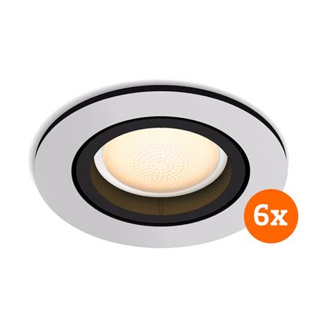 Philips Hue Milliskin Inbouwspot White Ambiance Rond Aluminium 6 Pack