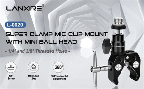 Amazon Lanxire Super Clamp Mic Clip Mic Mount With Mini Ball Head