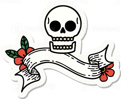 Tattoo Style Sticker With Banner Of A Skull 45188318 Png