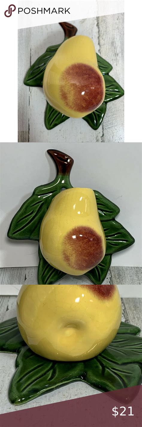 Kitschy Vintage Treasure Craft Fruit PEAR Wall Pocket California