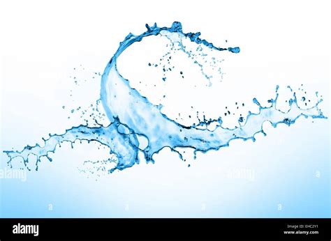 Water Splash Creative With White Background And Blue Water Color Stock