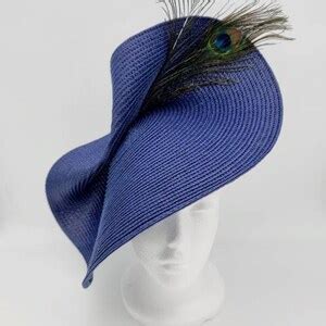 Navy Peacock Derby Hat Fascinator Church Formal Mothers Day Easter