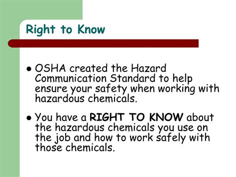 Ppt Hazard Communication Right To Know Powerpoint Presentation Id