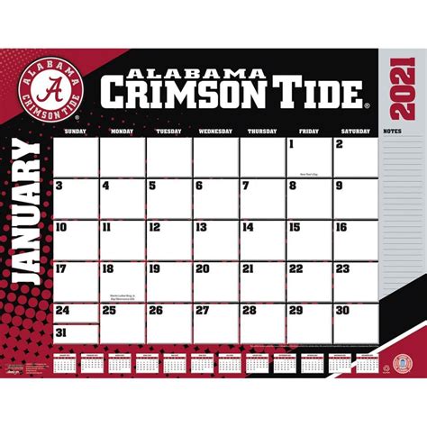 2021 Alabama Crimson Tide Calendars, Desk Calendar | Sports-Calendars.com