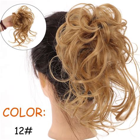 Buy Synthetic Hair Bun Chignon Messy Curly Hair Band Elastic Scrunchy False Hair Pieces For