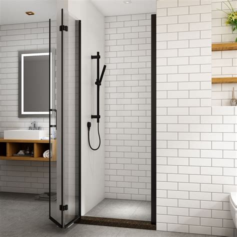 Toolkiss To In W X In H Bi Fold Shower Doors In Black