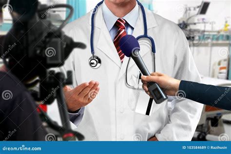 Press Interview with Medical Doctor Stock Image - Image of news, public ...