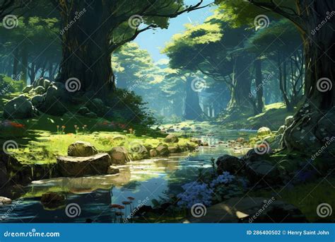 Anime Animals: Magical Forest with Mystical Creatures Stock ...