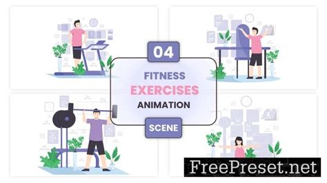 fitness  exercise illustration animation scene video template