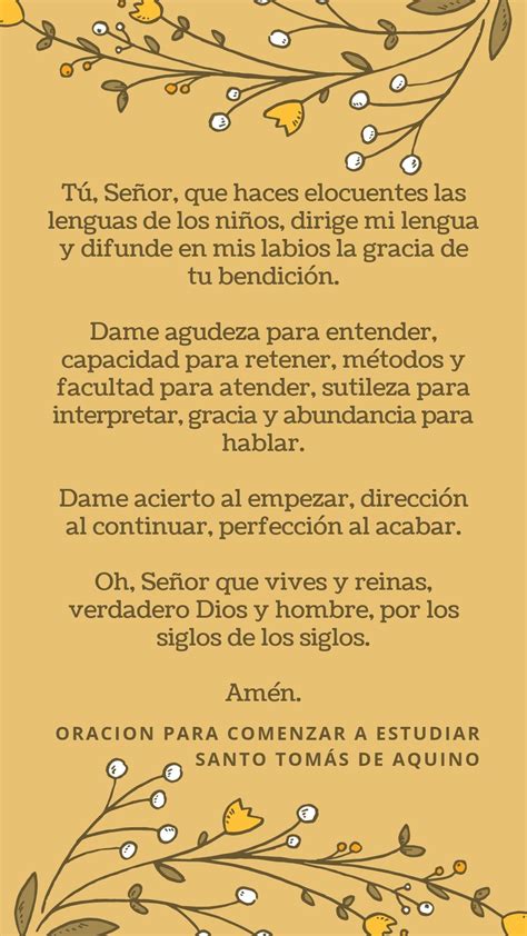 Oración SANTO Tomás de Aquino para estudiar Saint quotes Catholic