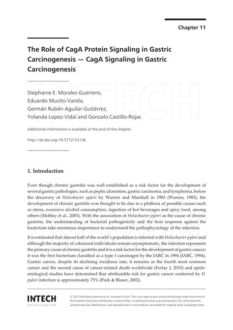 PDF The Role Of CagA Protein Signaling In Gastric Carcinogenesis