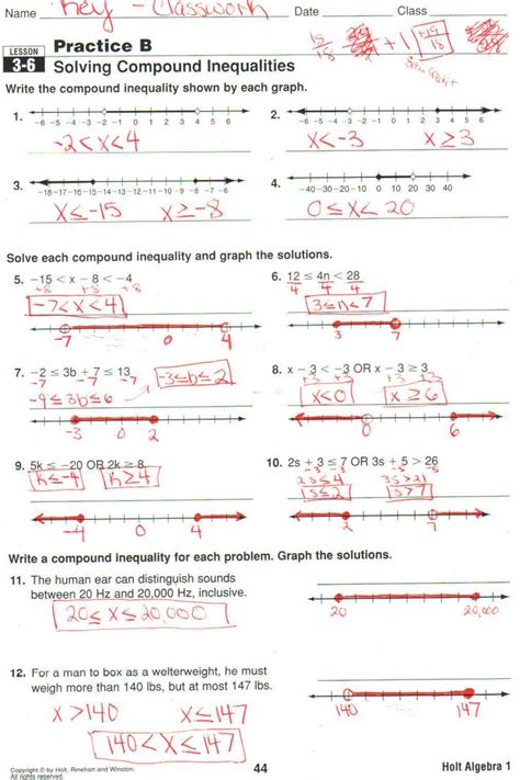 Compound Inequalities Worksheets