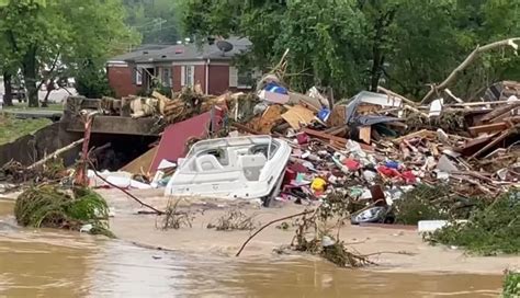 Damage Debris And Fires Left After Deadly Flooding In Waverly Tennessee