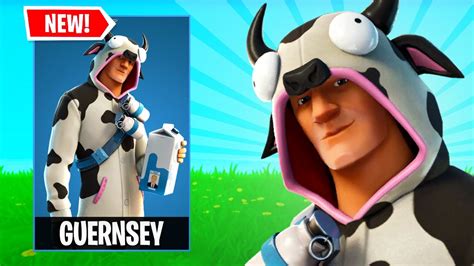 New Guernsey Skin Gameplay In Fortnite Cow Jonesy Skin Youtube