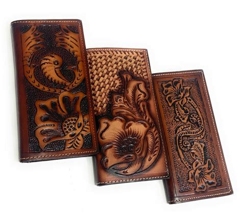 Mens Western Cowboy Wallet Genuine Leather Long Bi Fold Tall Rodeo