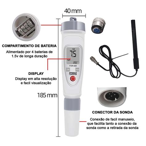 Medidor de Oxigênio Dissolvido Digital Portátil FOR 920