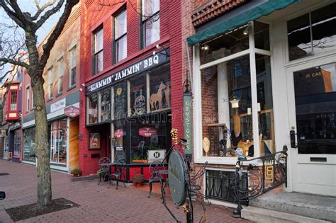 Old Fashioned Small Town Main Street Storefronts Editorial Stock Image