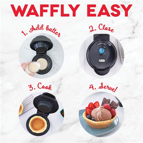 Happy Dash Multi Mini Waffle Maker Four Waffles Perfect For