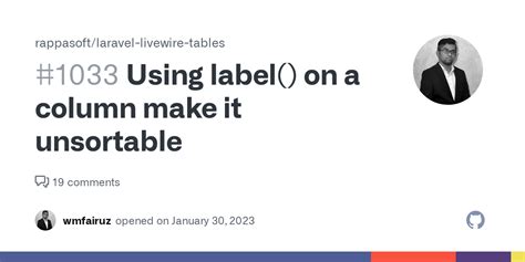 Using Label On A Column Make It Unsortable Issue Rappasoft