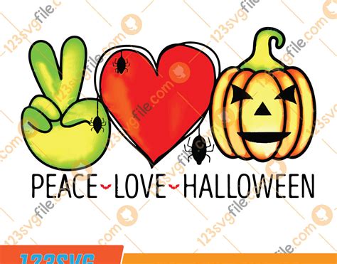 Peace Love Halloween Pumpkin Png Halloween Sublimation Png Design