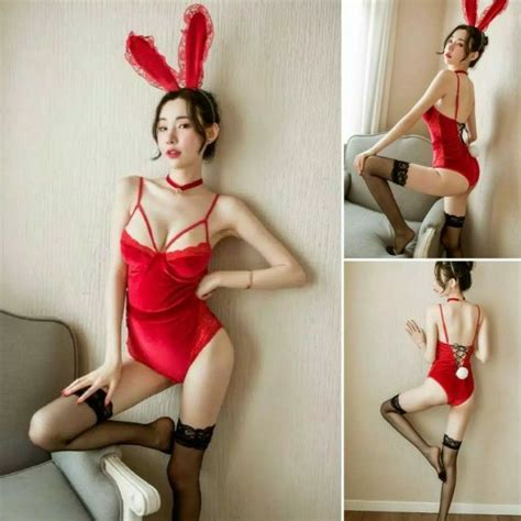 Jual Seksi Lingerie Kostum Bunny Murah A RD Dengan Stoking Shopee Indonesia