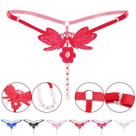 Sexy Women Lace Pearl Thong G String Panties Lingerie Underwear Crotchles T Back EBay