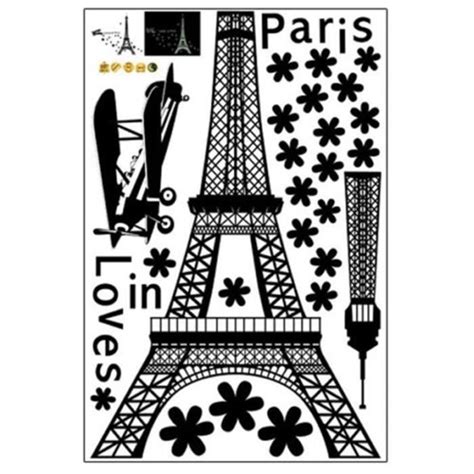 Stickers Mural Paris Tour Eiffel Nuit Fluorescent Autocollant En Vinyle