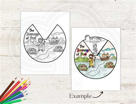journeys  paul coloring wheel bible story activity  kids