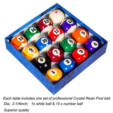 RACK Standard Size 2.25in Premium Billiard/Pool Balls, Complete 16 Ball ...