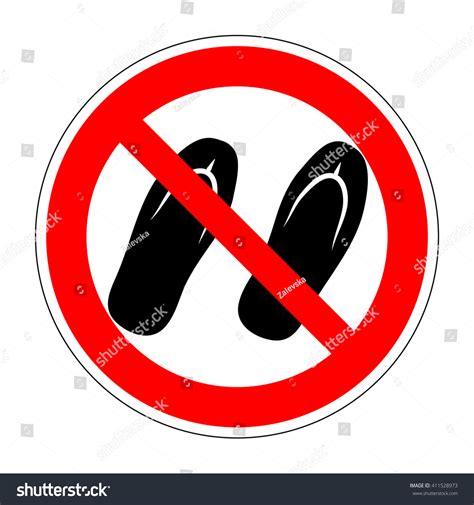 Sign No Sandals No Slipper Red Stock Vector 411528973 Shutterstock