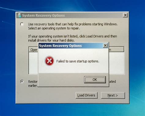 Solved Windows Recovery Failed To Save Startup Options