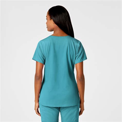 Pro Women S 4 Pocket Notch Neck Scrub Top Teal Blue Wink Scrubs