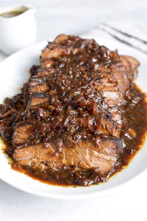 Slow Cooker Beef Brisket With Balsamic Onion Gravy Every Last Bite