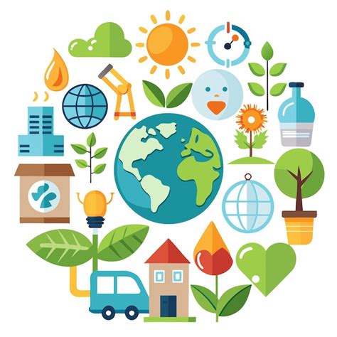 Desenho Que Representa A Sustentabilidade - Terra cercada por ícones que representam a sustentabilidade, a natureza ...