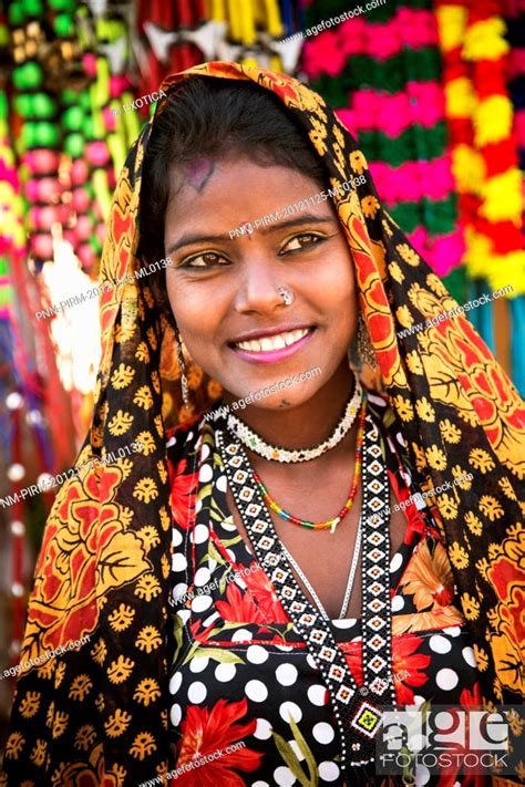 Woman Posing In Traditional Rajasthani Dress Pushkar Ajmer Rajasthan