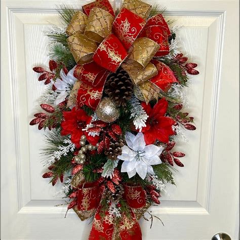 Christmas Door Tear Drop Wreath Etsy