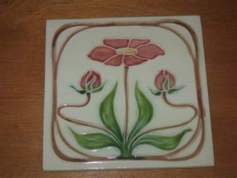 Alte Jugendstil Fliese Art Nouveau Tile Kachel Tuile Art