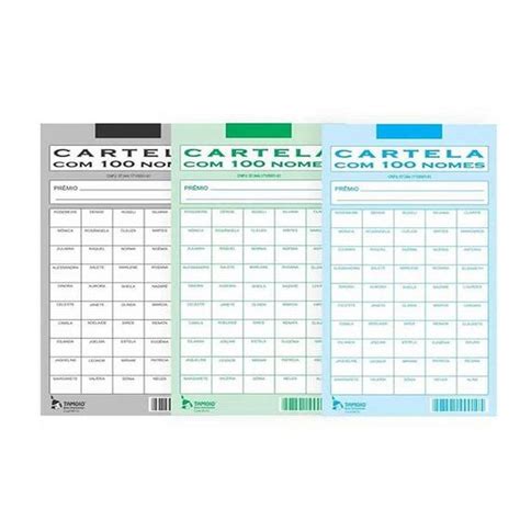 Cartelas De Rifa Nomes Cores Variadas Tamoio Rifa