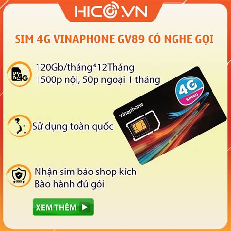 Sim 4G Vinaphone GV89 tặng 4GB ngày 50p ngoại mạng 1500p nội mạng