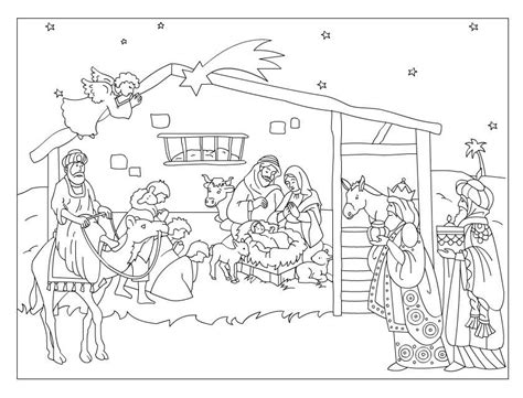 Coloriage sur la crèche de Noël l enfant jésus la nativité La