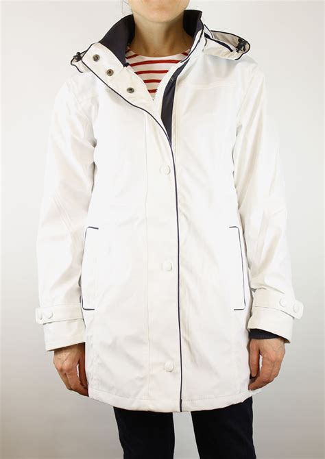 Womens Lined Raincoat White Waterproof Jacket Ladies The Nautical