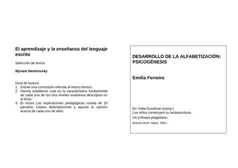 Pdf El Aprendizaje Y La Enseñanza Del Lenguaje Escrito · De Cada Uno De Los Tres Niveles