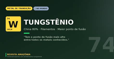Que Metal Tem O Ponto De Fusão Mais Alto - Tungstênio: o metal de maior ponto de fusão da tabela periódica e quase ...