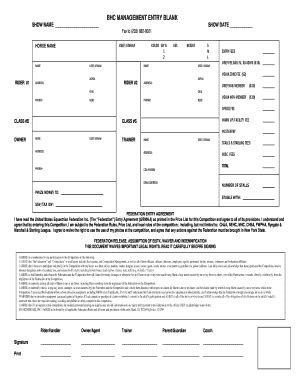 Fillable Online BHC MANAGEMENT ENTRY BLANK Fax Email Print PdfFiller