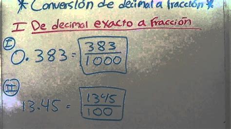 Conversión De Decimal Exacto A Fracción Youtube