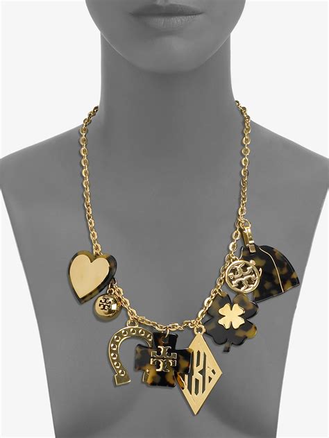 Lyst Tory Burch Charm Necklace In Metallic