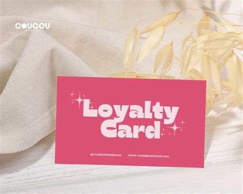 Retro Pink Loyalty Card Printable Template Canva Customer Etsy