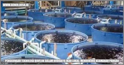 Penggunaan Teknologi Bioflok Dalam Budidaya Ikan Lokal Mendukung