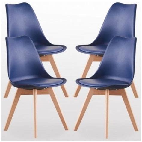 Lorenzo Lot De Chaises Scandinaves Assise Rembourr E Bleu