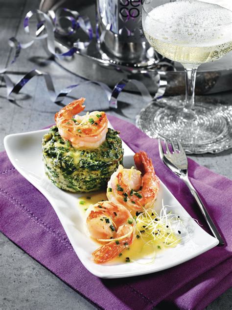 Gegrillte Mermaid Gambas In Zitronenbutter Mit Spinat Mascarpone